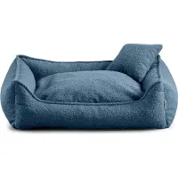 POOM Lit pour petit chien Bear - Coussin pour chien lavable - Petit coussin inclus - Choix de couleurs et de tailles (XXXL - 130x110, bleu)