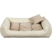 POOM Lit pour chien EKO - Elégant canapé pour chien en , couchage pour chien facile d'entretien et coussin pour chien durable de haute qualité (S - 65x55, crème)