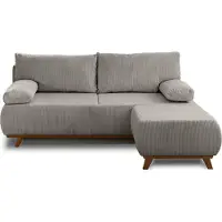 Best Mobilier Cristal - canapé 3 places - convertible avec coffre et pouf - en velours côtelé , Gris clair