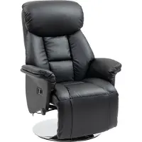 Fortuna Fauteuil relax Lai Fauteuil TV réglable manuellement avec dossier antidérapant et repose-pieds jusqu'à 150 kg, similicuir noir pour une assise confortable
