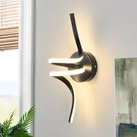 ZMH Applique murale intérieure LED Applique murale noire pour escalier couloir salon chambre balcon Design moderne aluminium éclairage mural 7W blanc chaud 3000K