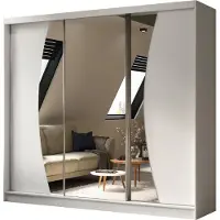 MargaretHadas24 Armoire Vex de 240 cm avec miroir, 3 portes coulissantes (couleur : blanc)