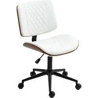 Fortuna Chaise de bureau Lai Chaise de bureau réglable en hauteur avec roulettes, matelassage en losanges, chaise pivotante avec fonction bascule, similicuir, blanc