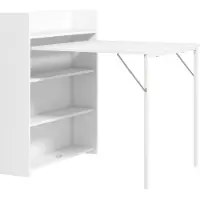 SUCCESS COURIER Table de repas pliante, adaptée aux petits espaces, avec 4 étagères discrètes, table de cuisine pliante, fonction anti-basculement, blanc