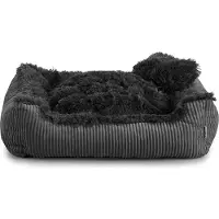 POOM Lit pour chien Shaggy - Coussin doux et lavable pour petits chiens avec choix de couleurs et de tailles (XXL - 110x90, noir)