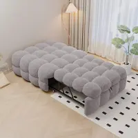 Sweiko Lit rembourré, pouf 2 en 1, canapé-lit convertible, lit simple, lit bouffant,Tissu Teddy, Gris