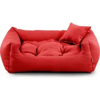 POOM Lit pour chien NEO - Lit confortable pour chien en tissu résistant, coussin pour chien durable de haute qualité (L - 90x75, rouge)