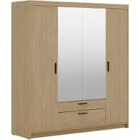 AX Living Armoire en chene huilé avec miroir Storicos 4P 176,3 cm de large
