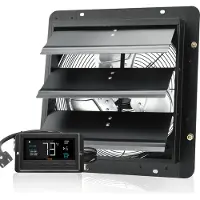 SucceBuy Ventilateur d'extraction 356 mm avec store vénitien, moteur EC 1024 CFM, montage mural à vitesse variable avec régulateur de température et d'humidité, aération pour serres, garages, hangars
