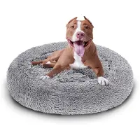 TolleTour Lit pour chien Peluche Dormir Coussin pour chien Lit pour chat Lavable antidérapant confortable 60cm Gris clair