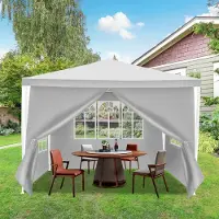 Fiqops Pavillon Réceptions de mariage Tente de réception PE Facile à monter 3x3m Blanc