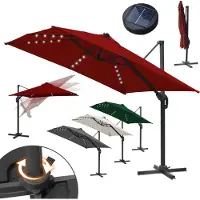 Jayseuw 3M Parasol carré de terrasse avec manivelle, protection UV50+ rouge