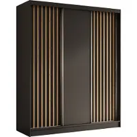 AX Living Armoire à portes coulissantes Cabinio noir chene artisan 180