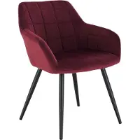 Happyment Chaise de salle à manger - rouge foncé - velours - pieds noirs - hauteur d'assise 47cm - 1 pièce