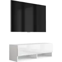 3Xeliving Buffet TV 100 cm blanc mat / blanc brillant, 100 × 32 × 34 cm