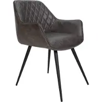 Happyment Chaise de salle à manger - Cuir synthétique Antraciet - Structure métallique - Chaise de salle à manger avec accoudoirs - Hauteur d'assise 49cm - 1 pièce
