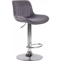 In And OutdoorMatch Tabouret de bar de luxe Maximillia - Gris - Chrome - Design Deluxe - Dossier - Repose-pieds - Pour la cuisine et le bar - Assise rembourrée - Velours