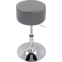 Happyment Tabouret de bar rond - Gris - Ergonomique - Avec dossier - Réglable - Hauteur d'assise 52-67cm - 1 pièce