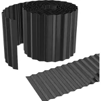 JOIEYOU Bordure de pelouse Métal 10 m Bordure de massif Arbre galvanisé 0,3 mm d'épaisseur Flexible Bordure de tonte Palissade Clôture de jardin, Noir (longueur 10 m - hauteur 18 cm)