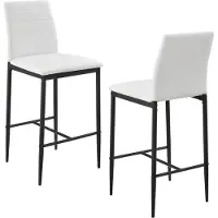 In And OutdoorMatch Tabouret de bar de luxe Jude - 1 set - Tabouret de bar avec dossier - Similicuir 96x43x47cm - Blanc