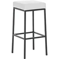In And OutdoorMatch Tabouret de bar Josue - Hauteur d'assise 85cm - Sans dossier - Lot de 1 - Ergonomique - Chaise de bar pour cuisine ou cantine - Carré - Blanc/noir