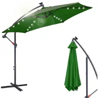 Yakimz Parapluie 300 cm avec éclairage LED, protection UV & manivelle - Vert