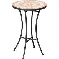 Fortuna Table d'appoint Lai Table de jardin Tabouret rond Ø35,5 cm Résistant aux intempéries Pour jardin, terrasse ou balcon Jaune et gris