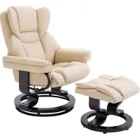 Fortuna Fauteuil relax Lai avec repose-pieds, fauteuil TV pivotant, fauteuil TV avec fonction inclinable, fauteuil de repos, fauteuil inclinable pour salon, chambre à coucher, similicuir, crème |