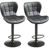 SucceBuy Tabouret de bar moderne en cuir PU, lot de 2, pivotant à 360° avec dossier et repose-pieds, réglable en hauteur, supporte jusqu'à 149,7 kg, idéal pour la cuisine, la salle à manger et le bar