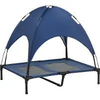 Youjia Lit pour chien avec baldaquin, lit d'extérieur, pliable, surélevé, bleu foncé