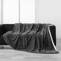 Zesso Mouton Couverture douillette 180 x 220 cm Circe Dark Grey