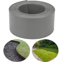 Fiqops Bande de gazon Bordure de pelouse 10m Bordure de parterre 12.5cm de hauteur bordure de tonte stable Gris