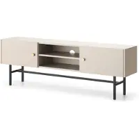AX Living Banc TV beige Dinley - 155 cm Buffet bas avec structure métallique