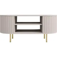 AX Living Table basse Halay beige, structure rainurée moderne 100 cm, avec bords arrondis