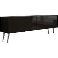 3Xeliving MEUBLE TV : Noir mat / Noir brillant, pieds chromés, 140 x 52 x 32 cm