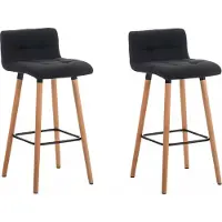 In And OutdoorMatch Tabouret de bar de luxe Donald - Noir/Brun - Bois - Design moderne - Lot de 2 - Dossier - Repose-pieds - Pour la cuisine et le bar - Assise rembourrée