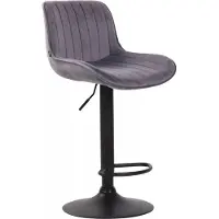 In And OutdoorMatch Tabouret de bar de luxe Jalon - Gris - Noir - Design de luxe - Dossier - Repose-pieds - Pour la cuisine et le bar - Assise rembourrée - Velours