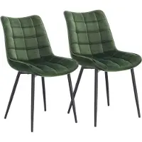 Happyment Chaises de salle à manger en velours – Vert – Fauteuil coque – Chaise de cuisine – Lot de 2 chaises
