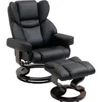 Fortuna Fauteuil relax Lai avec repose-pieds Fauteuil TV pivotant avec fonction inclinable, similicuir, noir