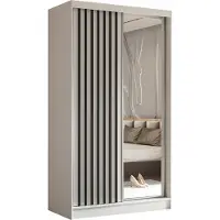 AX Living Armoire miroir Cabinio portes coulissantes placard blanc 120
