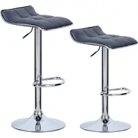 Happyment Tabourets de bar – lot de 2 – gris – tabourets de bar en similicuir – hauteur d'assise réglable de 62 à 84 cm – chaise de cuisine