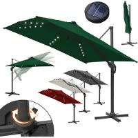 Jayseuw 3M Parasol carré de terrasse avec manivelle, protection UV50+ vert