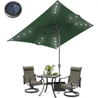 Aopunly Parasol Ø210x140cm avec LED, protection UV, manivelle - Vert, Parasol ampli pliable des deux côtés à 30° Parasol de balcon rectangulaire