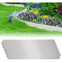 Izrielar Bordure de pelouse en métal 100 x 18 cm 20 m Bordure de parterre Bordure de tonte Galvanisée Délimitation de chemin Bordure de parterre Palissade Argent