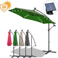 Yakimz Parasol avec éclairage LED Parapluie 300 cm Parapluie de jardin Pavillon - Vert