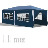 Hebitod 3 x 6 m Pavillon de jardin avec 6 panneaux latéraux Tente de fête portable étanche, pour jardin terrasse fête,Bleu
