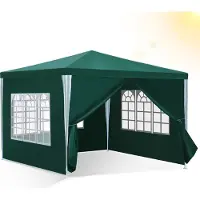 TolleTour Pavillon de jardin 3 x 3 m avec 4 panneaux latéraux Tente de fête portable étanche, pour jardin terrasse fête,Vert