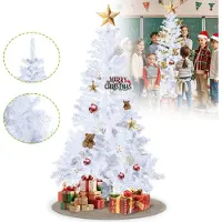 LZQ Sapin de Noël Artificiel 240cm, Sapin Artificiel PVC avec support métalliquePremium sapin artificiel blanc, Sapin de Noël difficilement inflammable