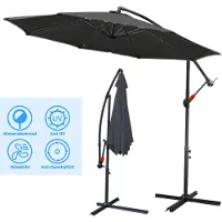 Yakimz Parasol 350cm Balcon Parasol de plage Parasol de jardin Parasol de marché, Gris Parasol de terrasse avec barre de torsion, protection solaire UV30