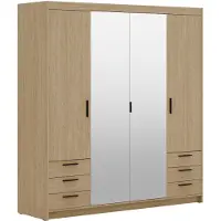 AX Living Armoire en chene huilé avec miroir Storicos 4P6T 176,3 cm Grande
